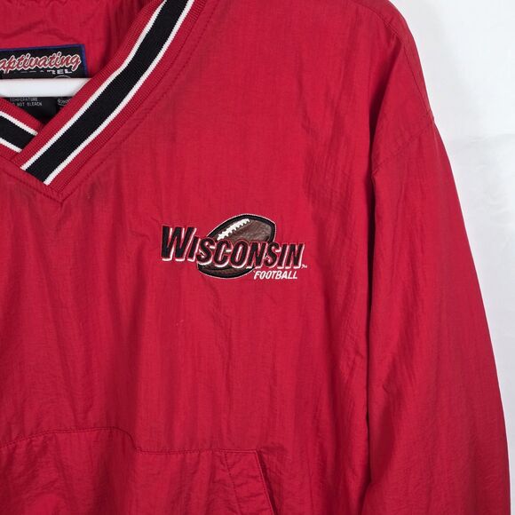 Vintage  NCAA Wisconsin Badgers Mens Large Red Pullover - Picture 2 of 10